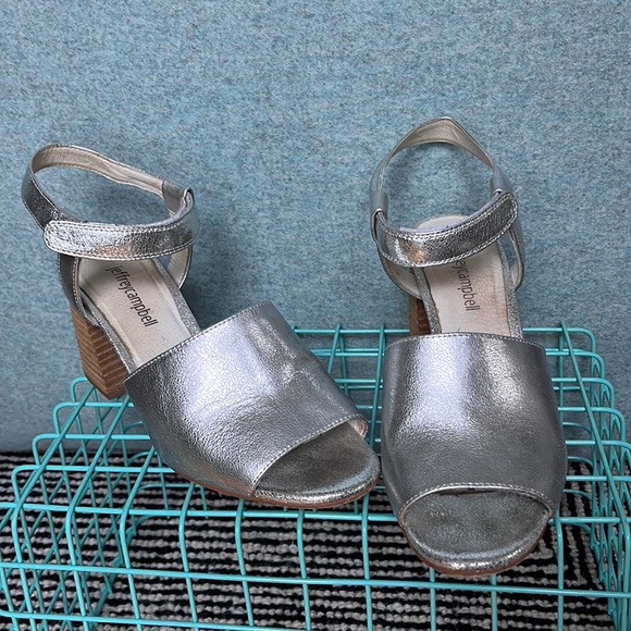 Jeffrey Campbell Silver Block Heel Sandals - Picture 1 of 7